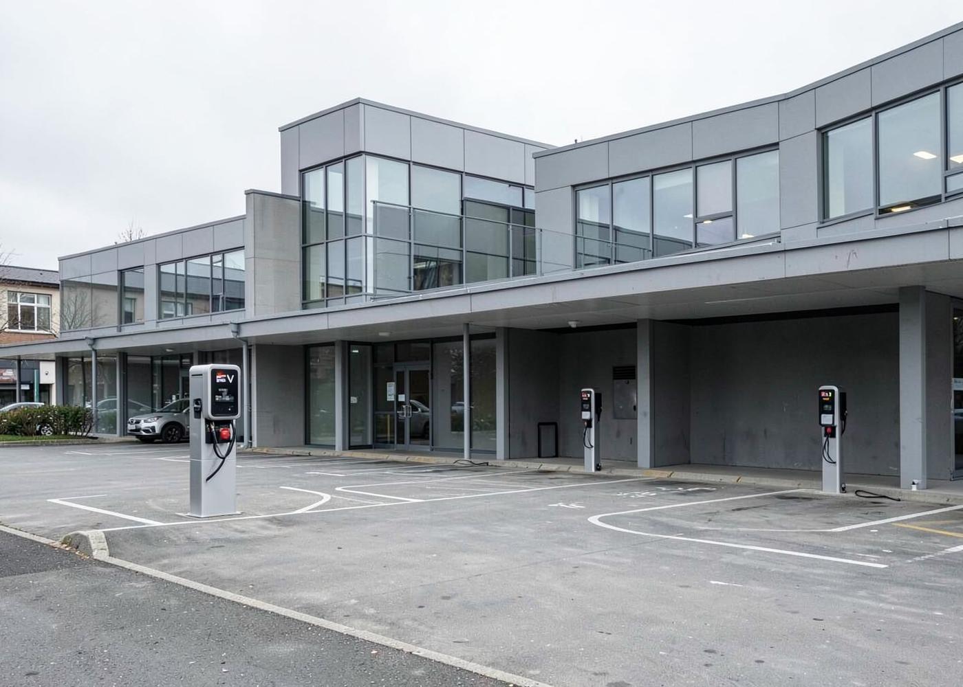 Business charge points installed in a commercial car park