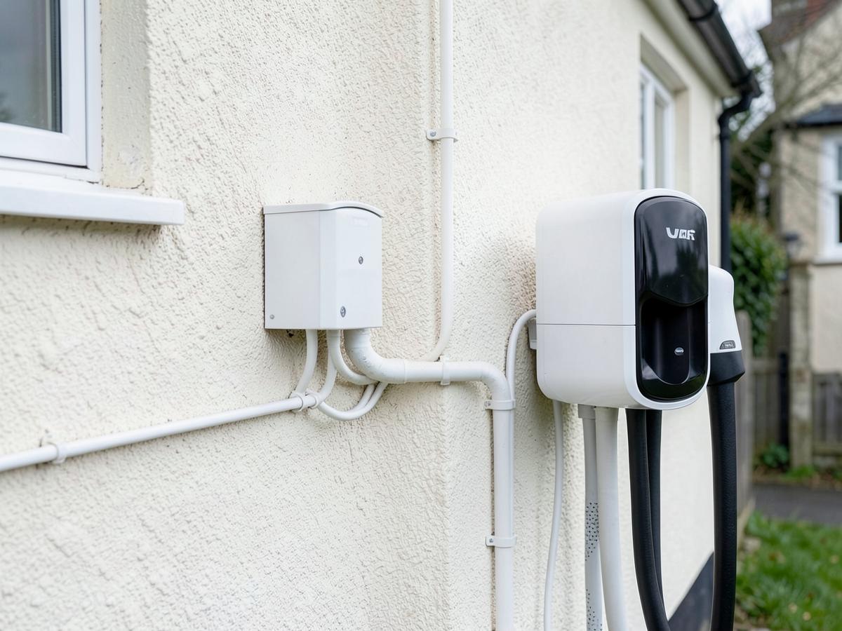 Tidy exterior cable route from meter box to EV charger
